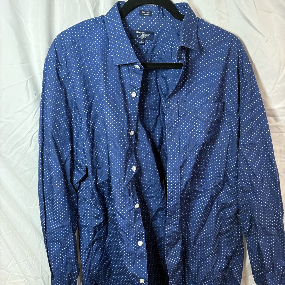 J. Crew Blue Polka Dot Dress Shirt